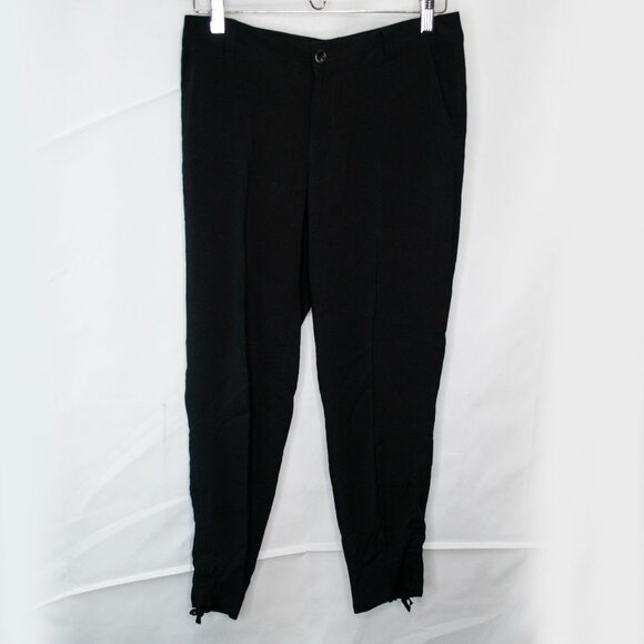 Lauren Ralph Lauren Viscose Pants Womens 4P Petite Black Side Ties Casual MM10X - Picture 1 of 5
